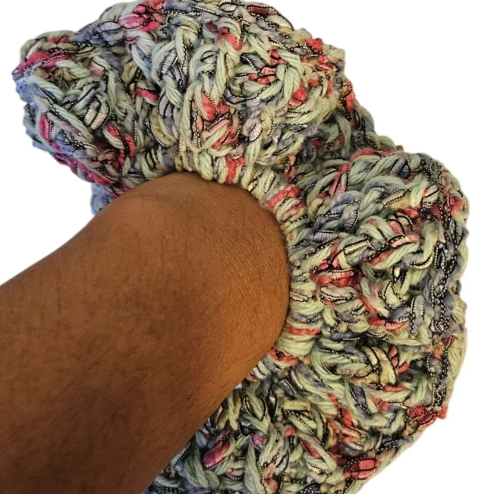 Hand Crafted Balletcore Scrunchie Cotton Wool Blend Textured RuffleKnit Hair Tie